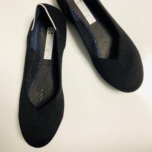 Rothys White Halo Solid Black Flats Size 10
